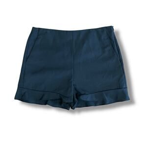 ZARA Black Ruffle Hem Tailored Shorts Women’s Size Large Cotton Blend Spain